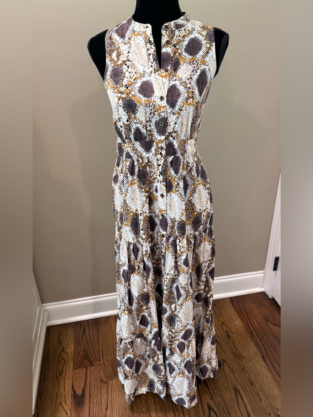 Women’s Anthropologie MAEVE snake print tiered maxi dress- Size 6 - Picture 5 of 12